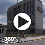 Habana Cuba: camera car Malecon, US Embassy, Embajada de los Estados Unidos video 360 grados