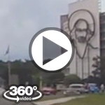 Habana Cuba: camera car Ciudad Deportiva , Plaza de la Revolucion vuelta en almendron video 360