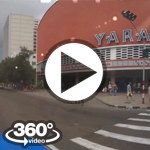 Habana Cuba: camera car Calle L, Cine Yara , Linea vuelta en almendron video 360